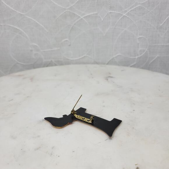 Vintage Dachshund Pin 3" Gold Tone Handmade Wiener Dog Brooch‎ Lapel Stick - Picture 12 of 14